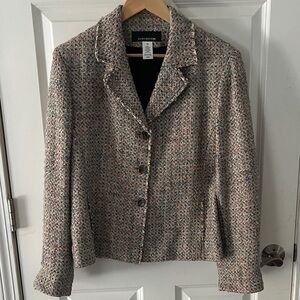 Jones New York Women's Wool Tweed Blazer - Cream and Blue size 16